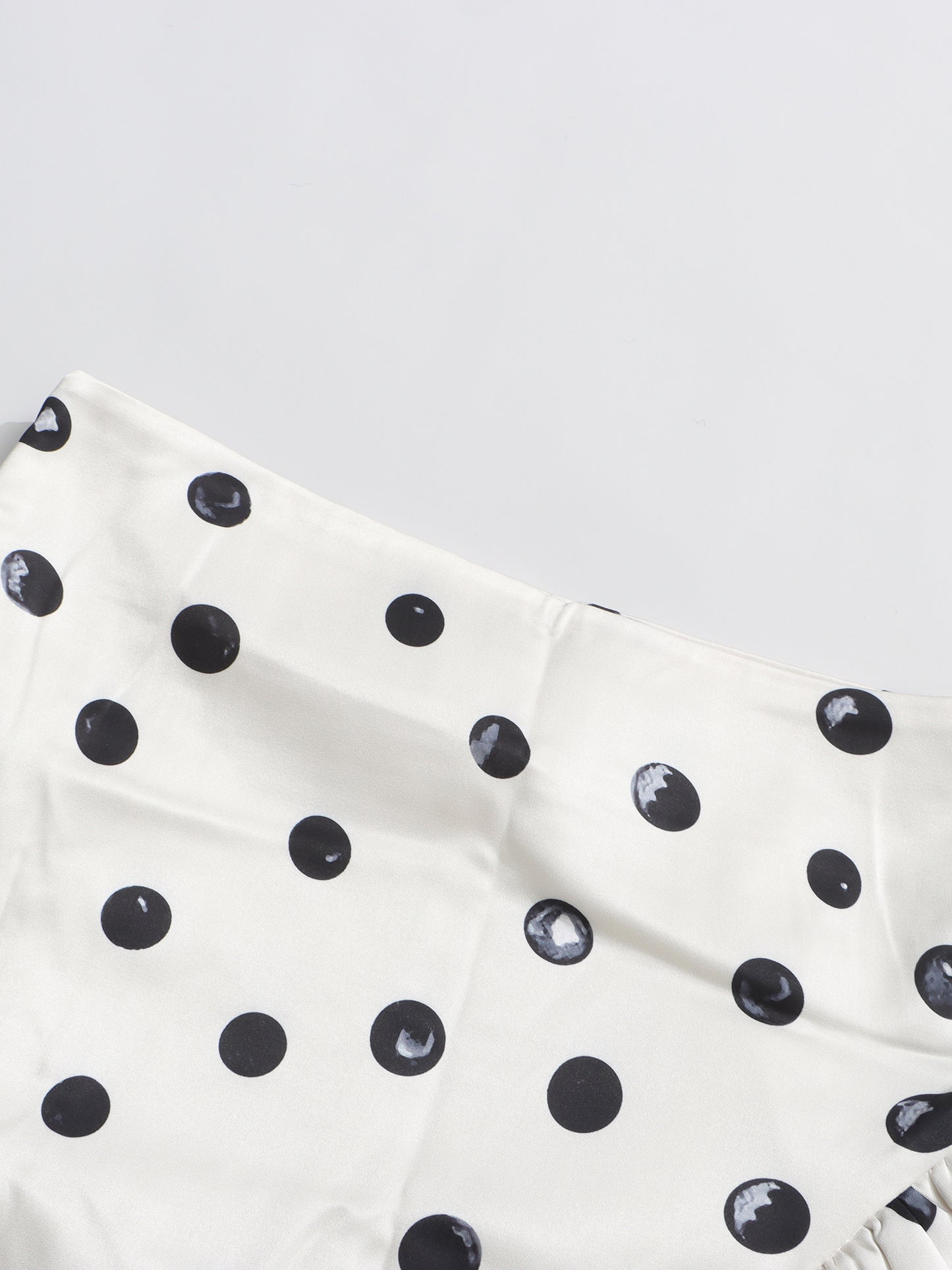 Apricot Polka Dot Midi Skirt with Ruffle Details