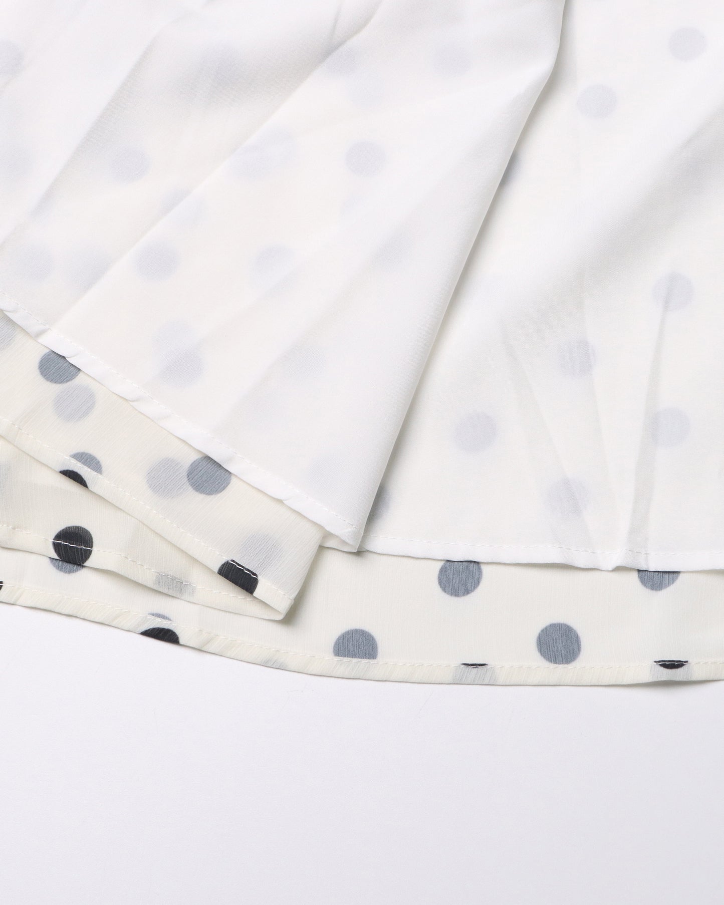 White Polka Dot Puff Sleeve Top & Skirt Set