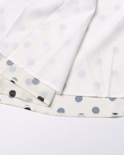 White Polka Dot Puff Sleeve Top & Skirt Set