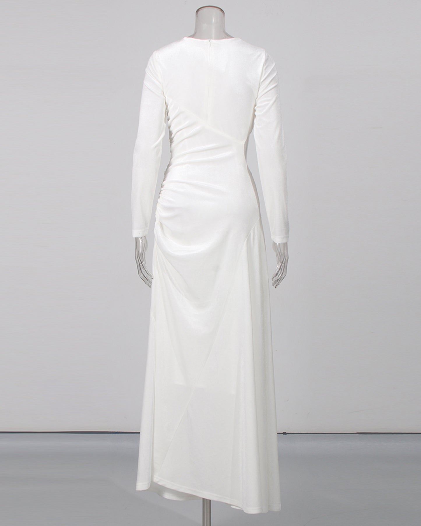 White Rhinestone Buckle Fitted Maxi Gown