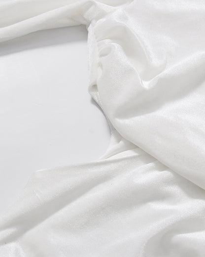 White Rhinestone Buckle Fitted Maxi Gown