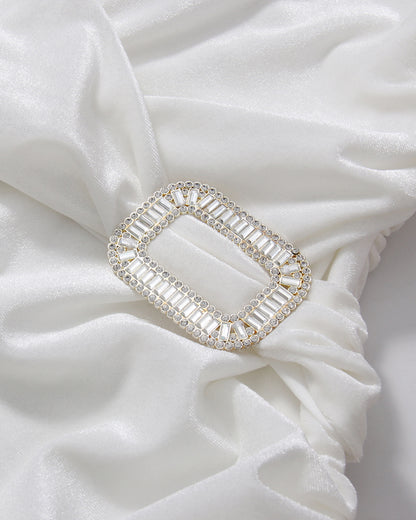 White Rhinestone Buckle Fitted Maxi Gown