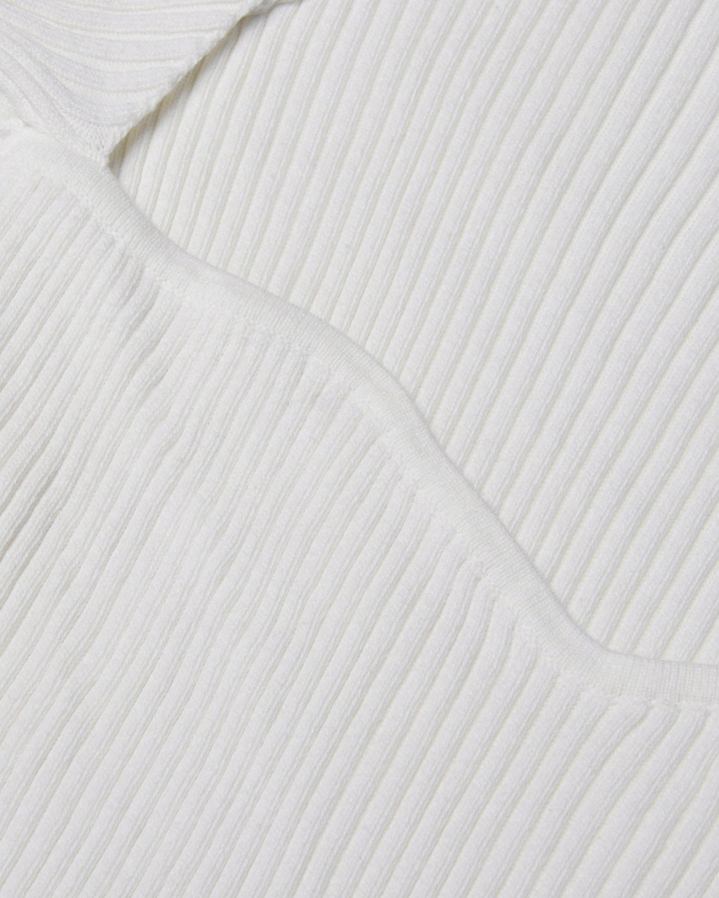 White Ribbed Knit Cutout Long-Sleeve Set