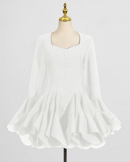 White Ruffle Hem Mini Dress