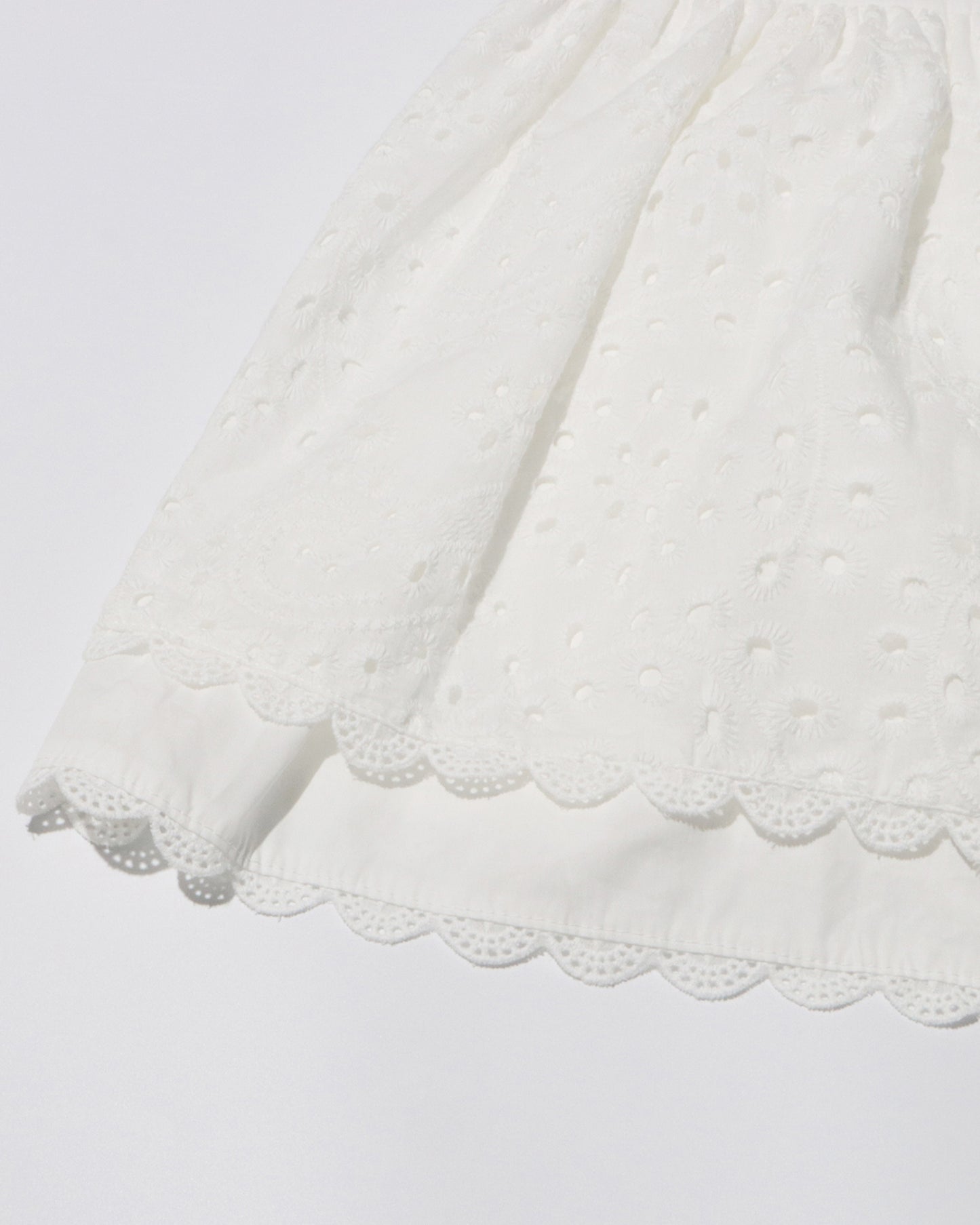 White Ruffled Eyelet Mini Dress
