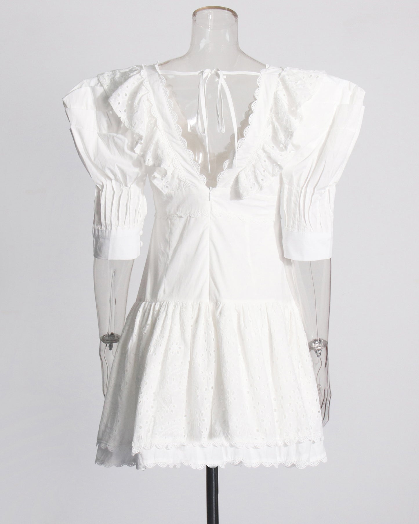 White Ruffled Eyelet Mini Dress
