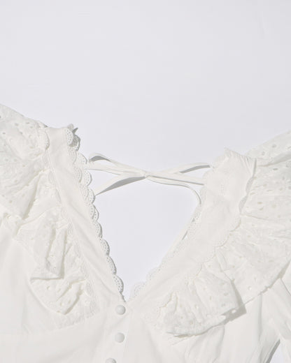 White Ruffled Eyelet Mini Dress