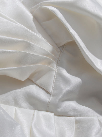 White Satin Bow Strapless Mini Dress