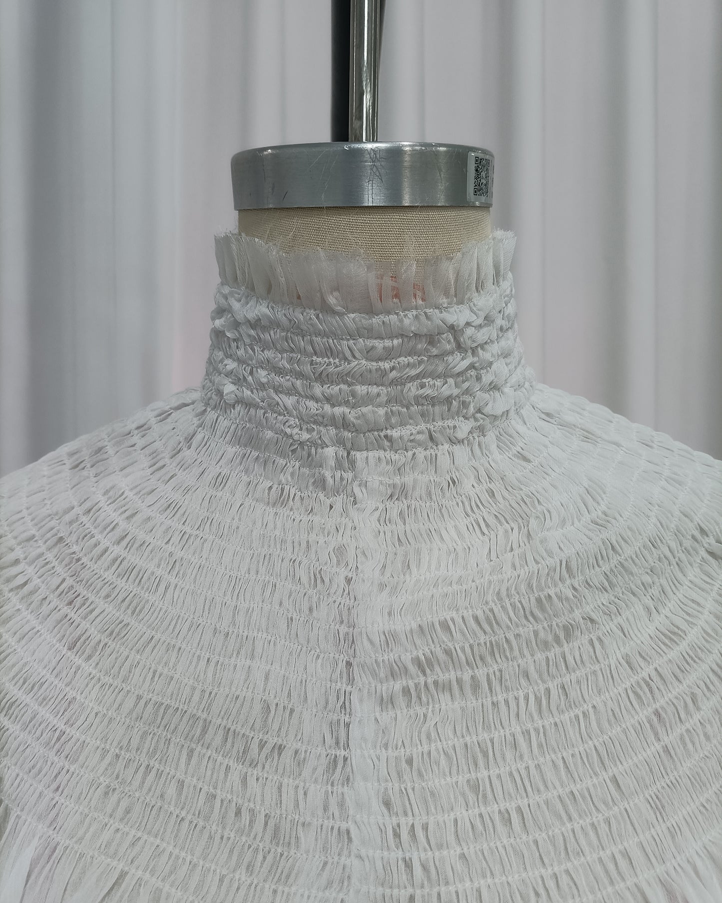 White Sheer Chiffon Mock Neck Ruffled Cape Shrug