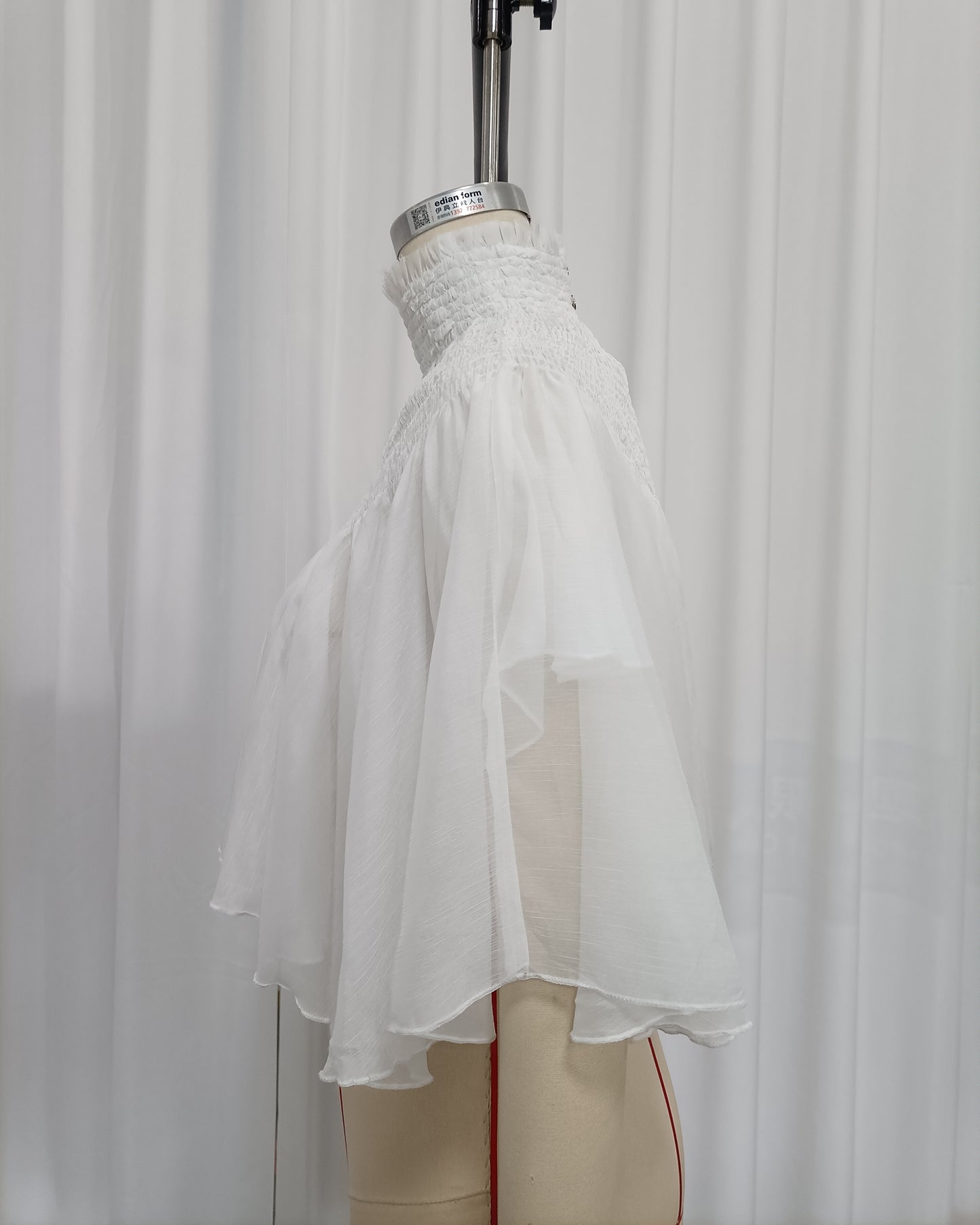 White Sheer Chiffon Mock Neck Ruffled Cape Shrug