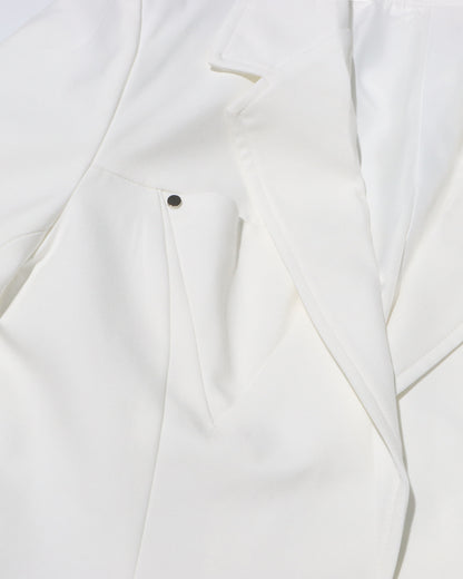 White Single-Breasted Blazer with Black Button