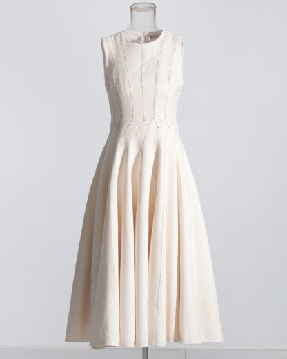 White Sleeveless Fit & Flare Midi Dress