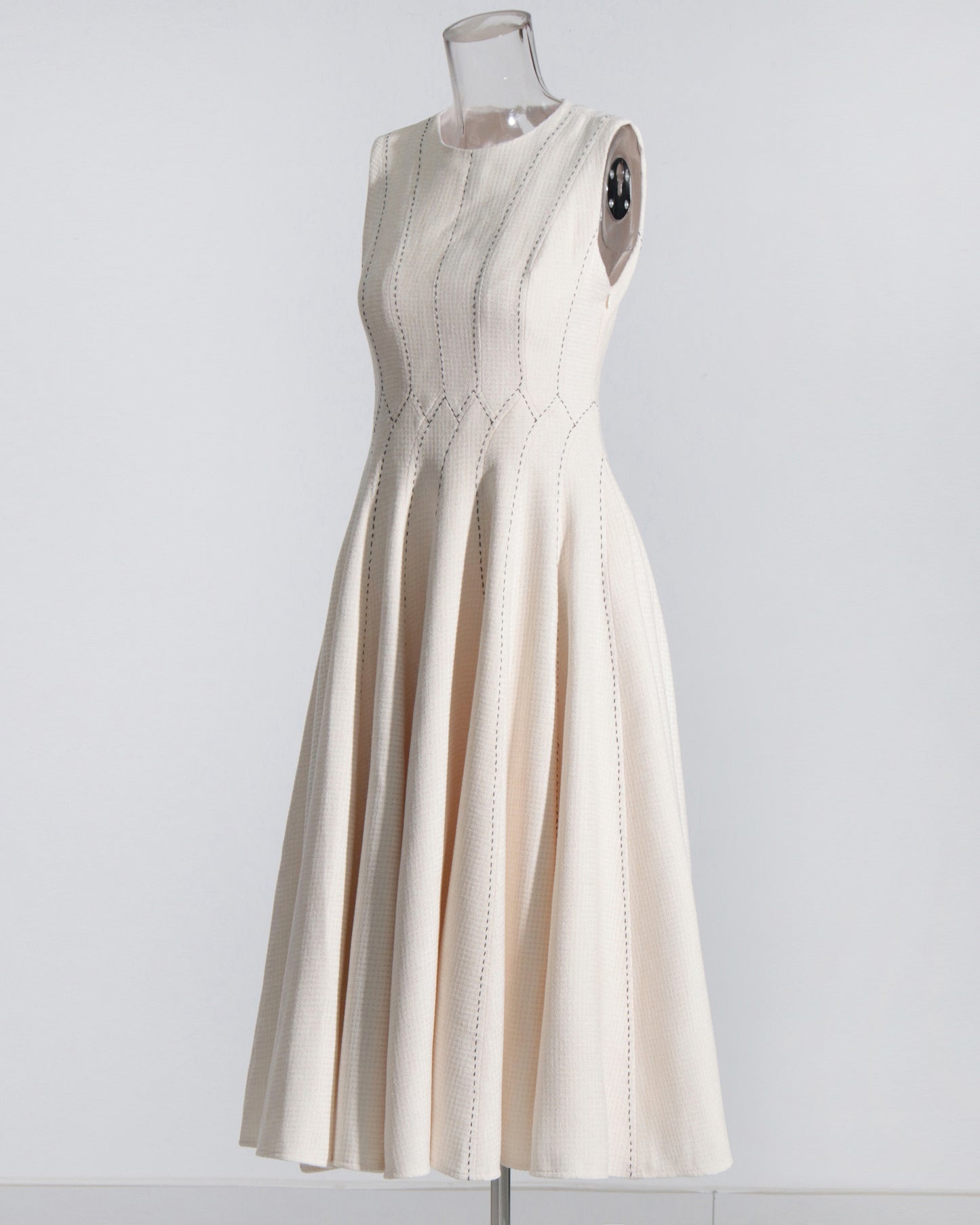 White Sleeveless Fit & Flare Midi Dress