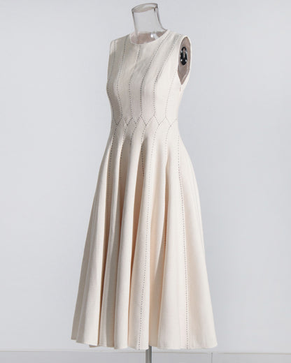 White Sleeveless Fit & Flare Midi Dress