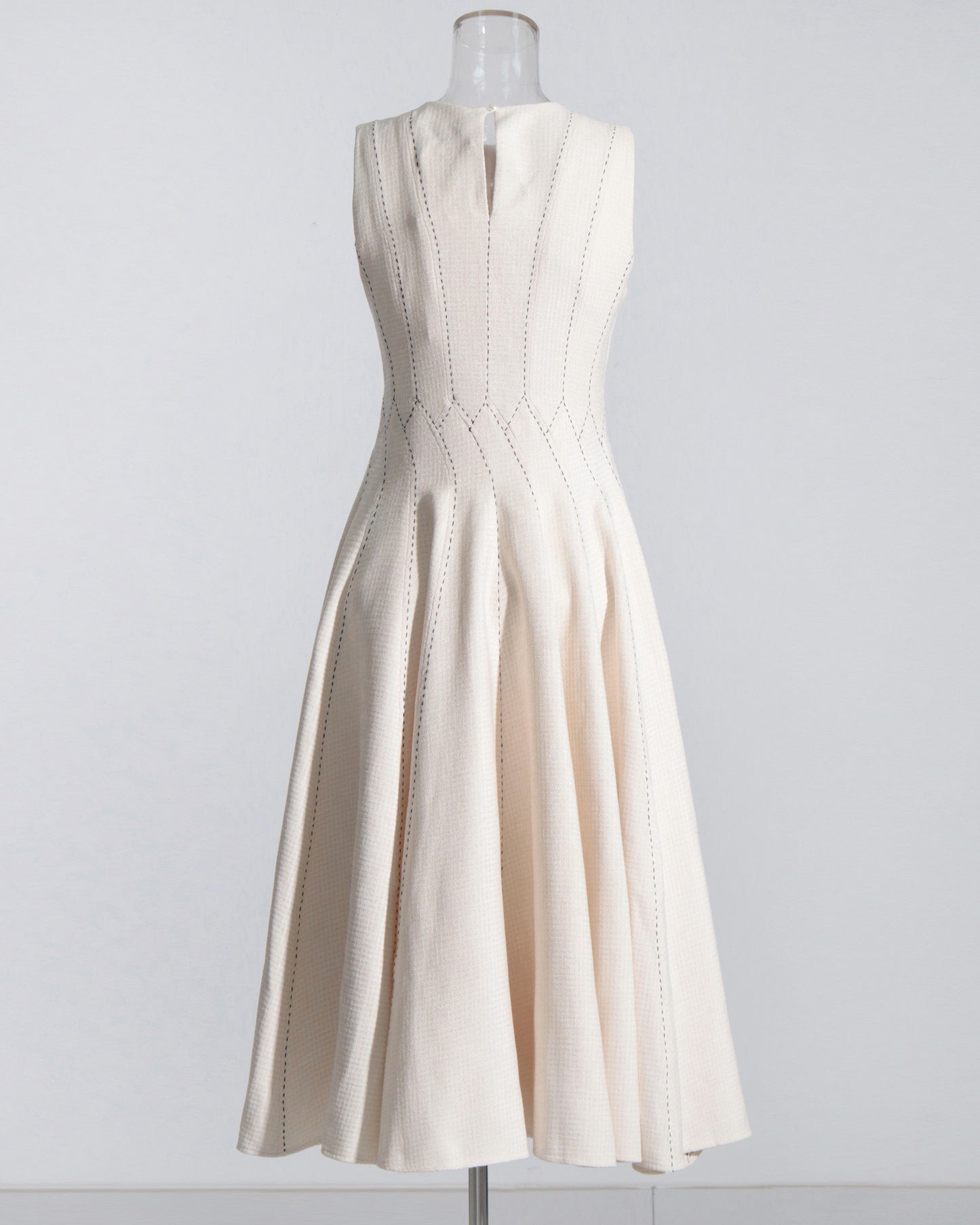 White Sleeveless Fit & Flare Midi Dress