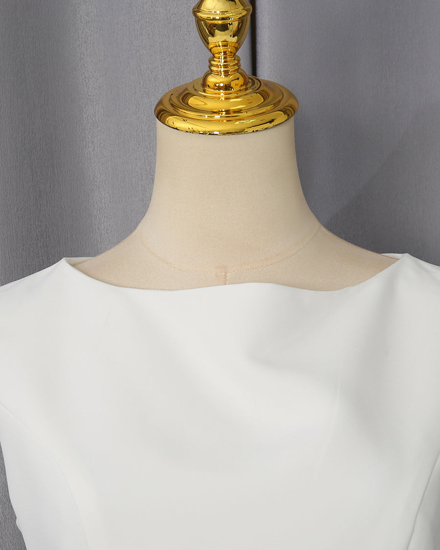 White Sleeveless Waist Asymmetric Top
