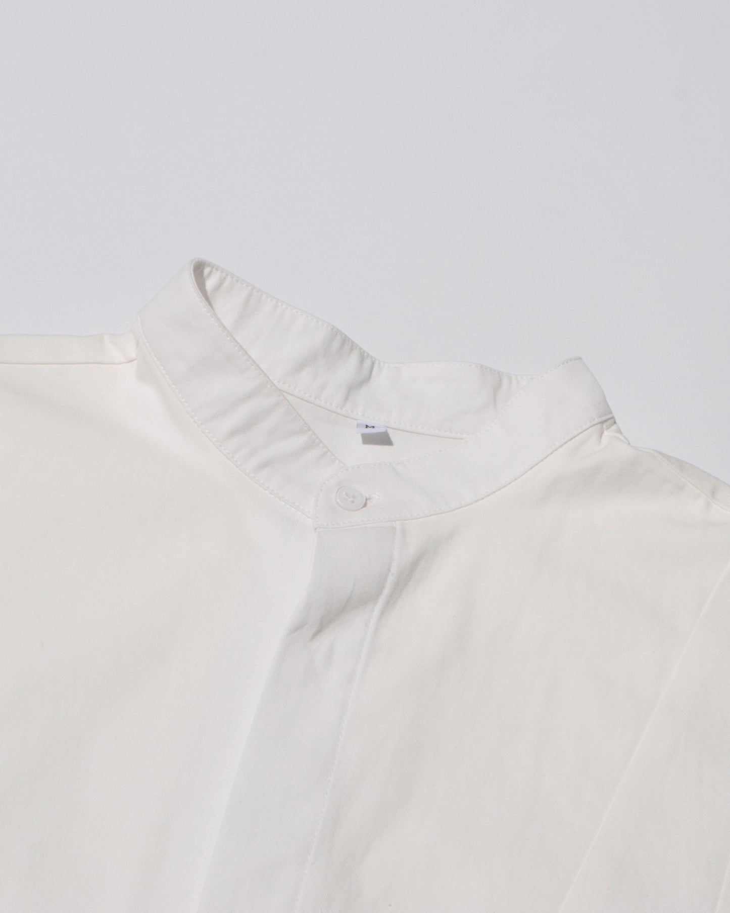 White Stand-Collar Shirt with Split Sleeves