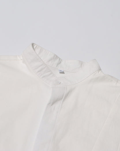 White Stand-Collar Shirt with Split Sleeves