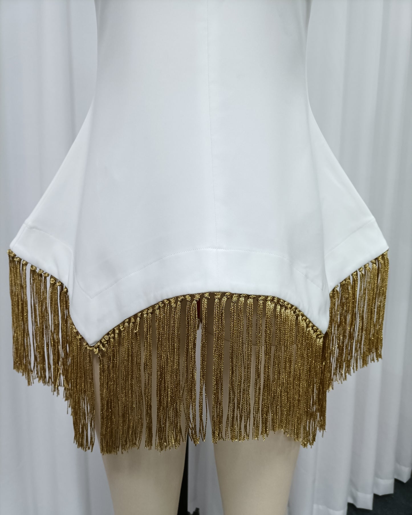 White Tunic Gold Tassel Hem Vest