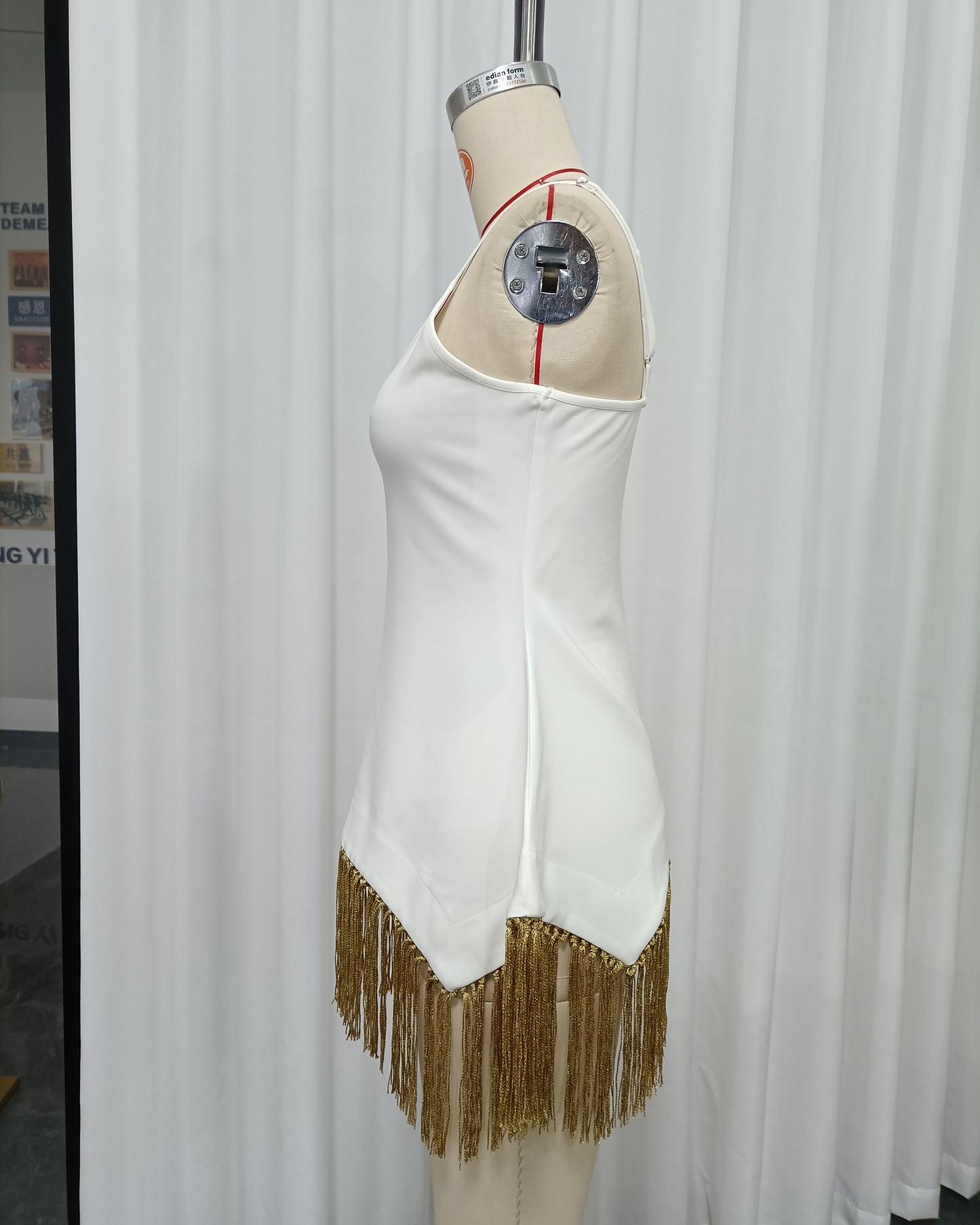 White Tunic Gold Tassel Hem Vest