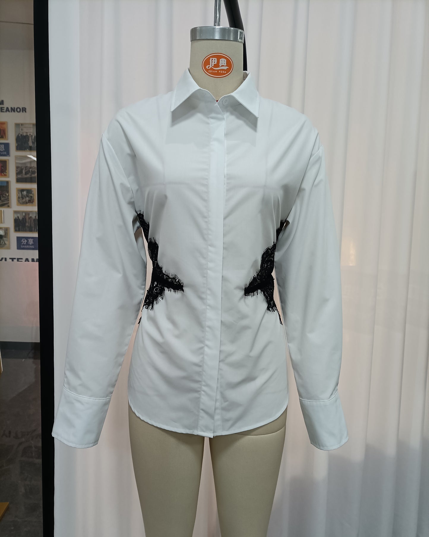 White Tunic Spliced Lace Blouse