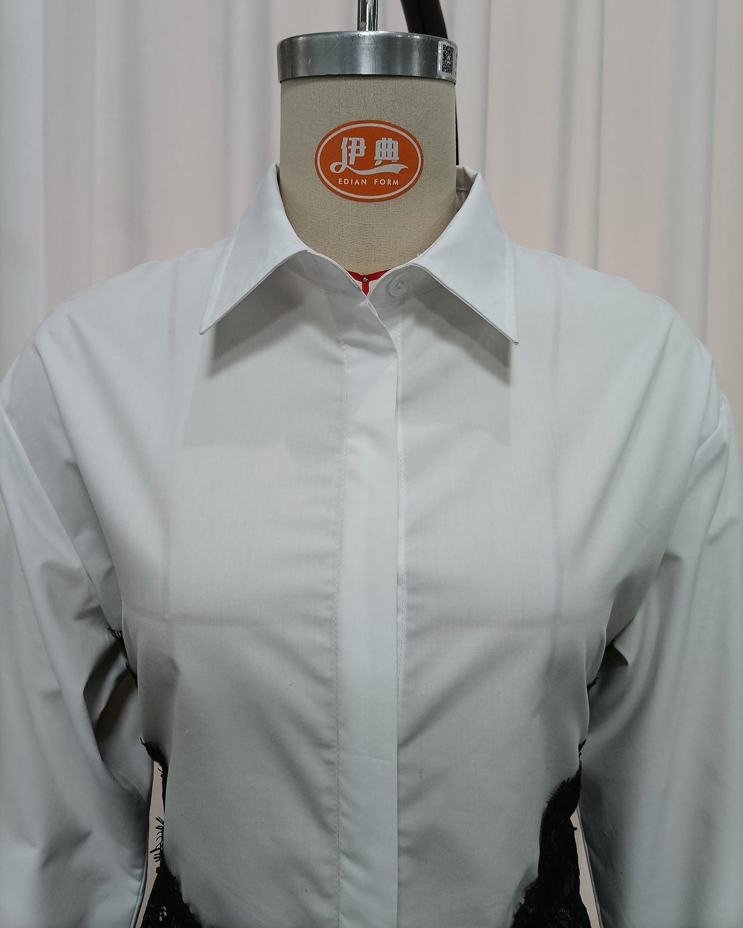 White Tunic Spliced Lace Blouse