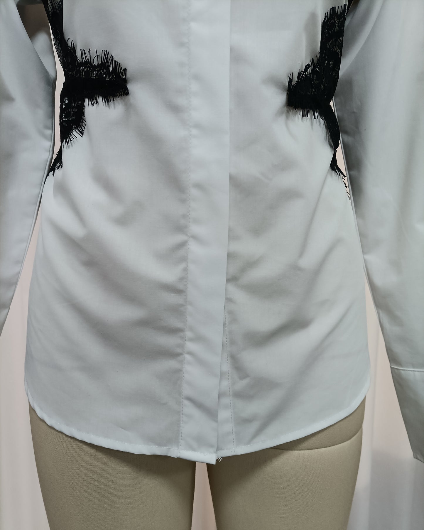 White Tunic Spliced Lace Blouse