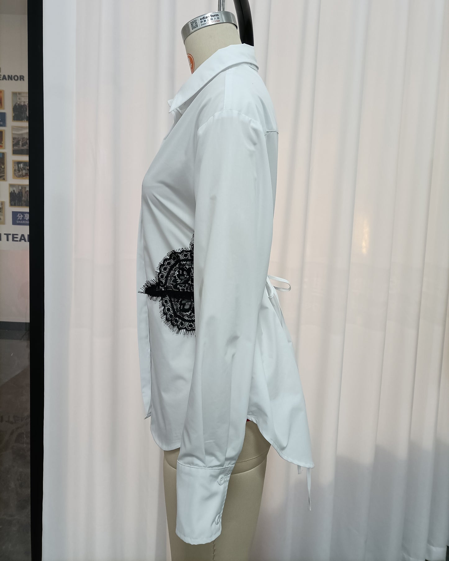 White Tunic Spliced Lace Blouse