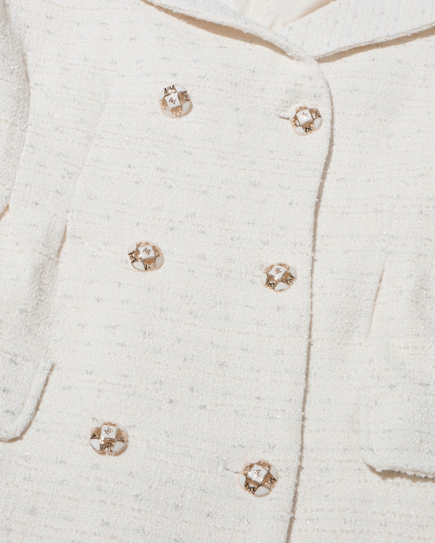 White Tweed Double-Breasted Blazer Dress