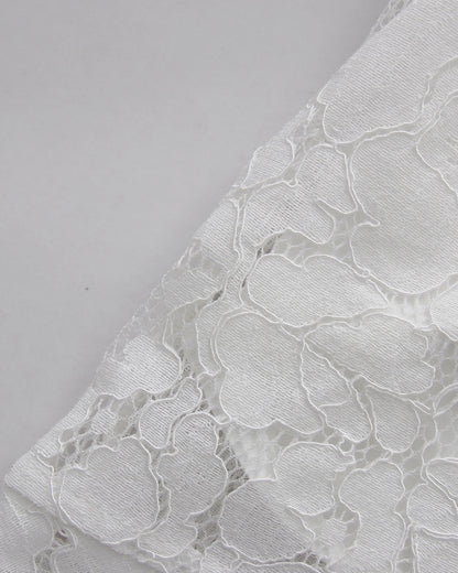 White V-Neck Lace Flare Sleeve Mermaid Skirt Set