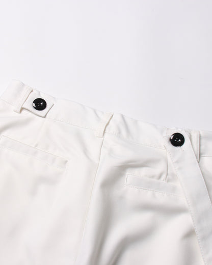 White Wide-Leg Pants with Asymmetrical Waist Flap