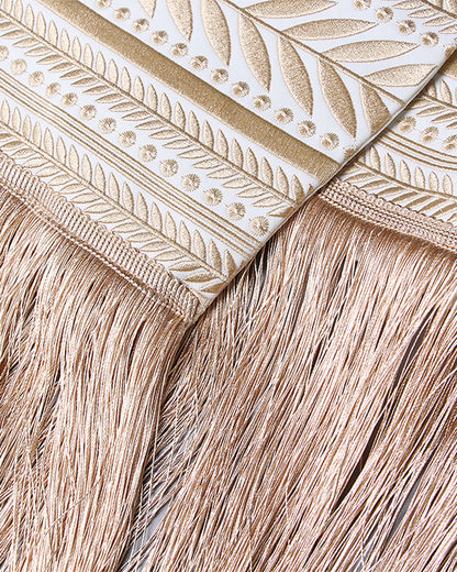 White Wrap Jacket with Fringe & Embroidered Trim