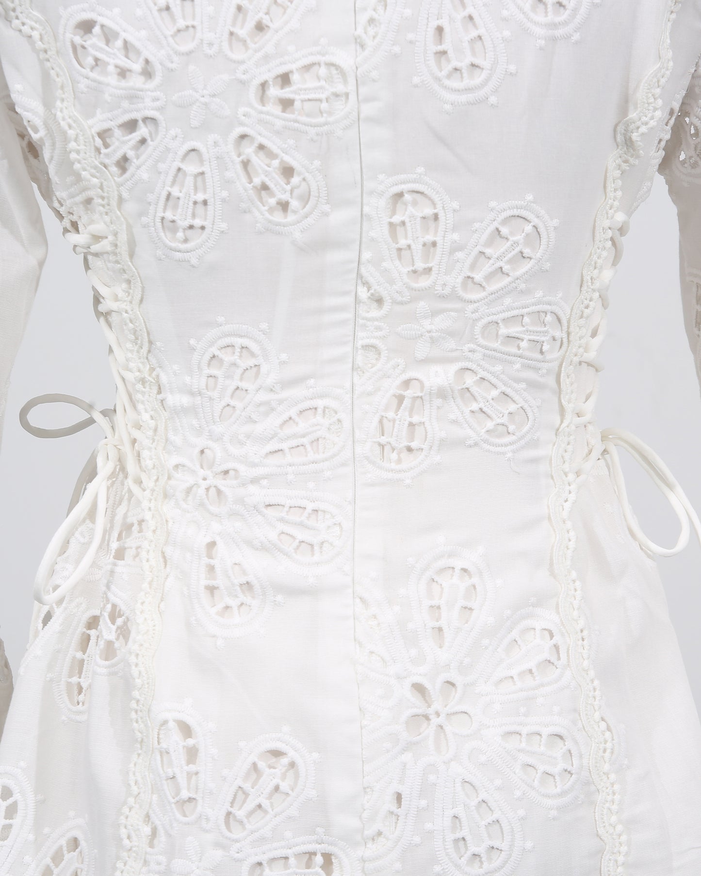 White 3D Floral Hollow Out Mini Dress