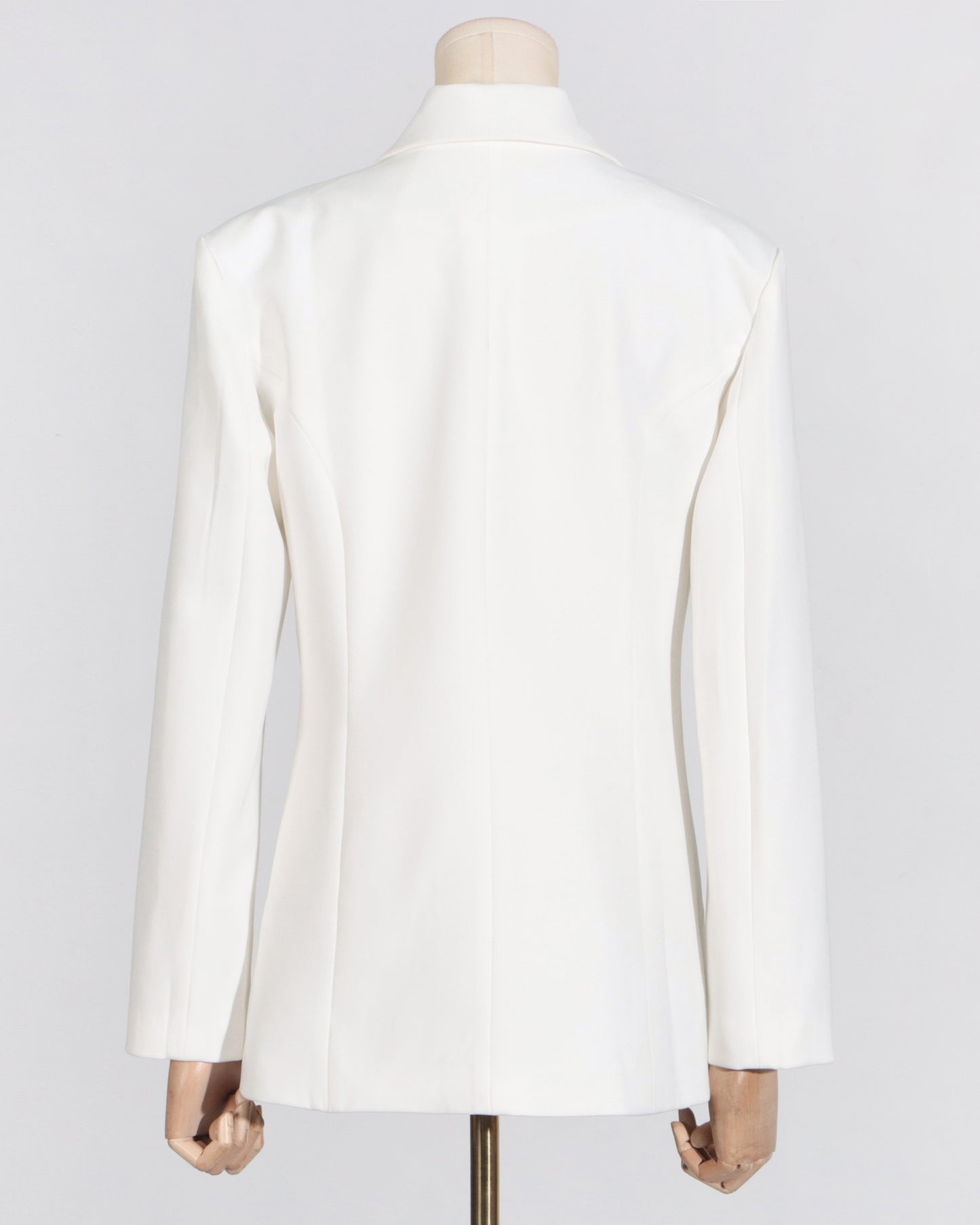 White & Teal Satin Asymmetric Blazer