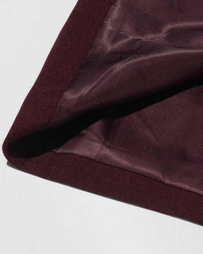 Wine Red Asymmetrical Shoulder Longline Coat