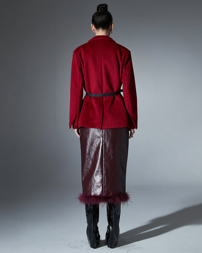 Wine Red Double-Breasted Blazer