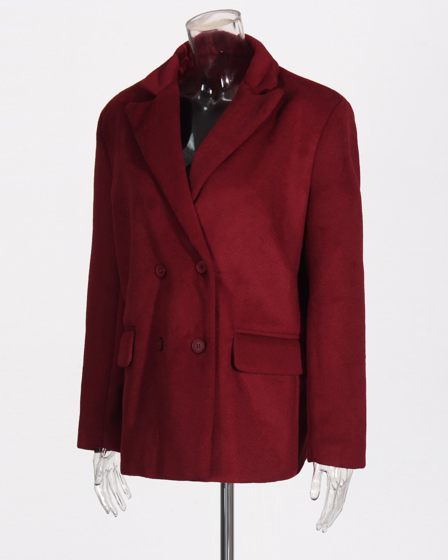 Wine Red Double-Breasted Blazer