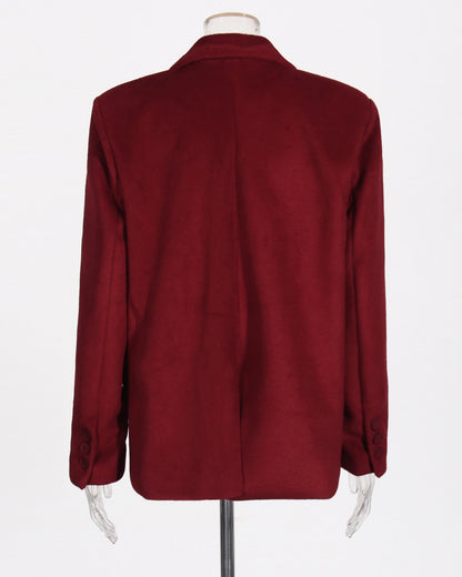 Wine Red Double-Breasted Blazer
