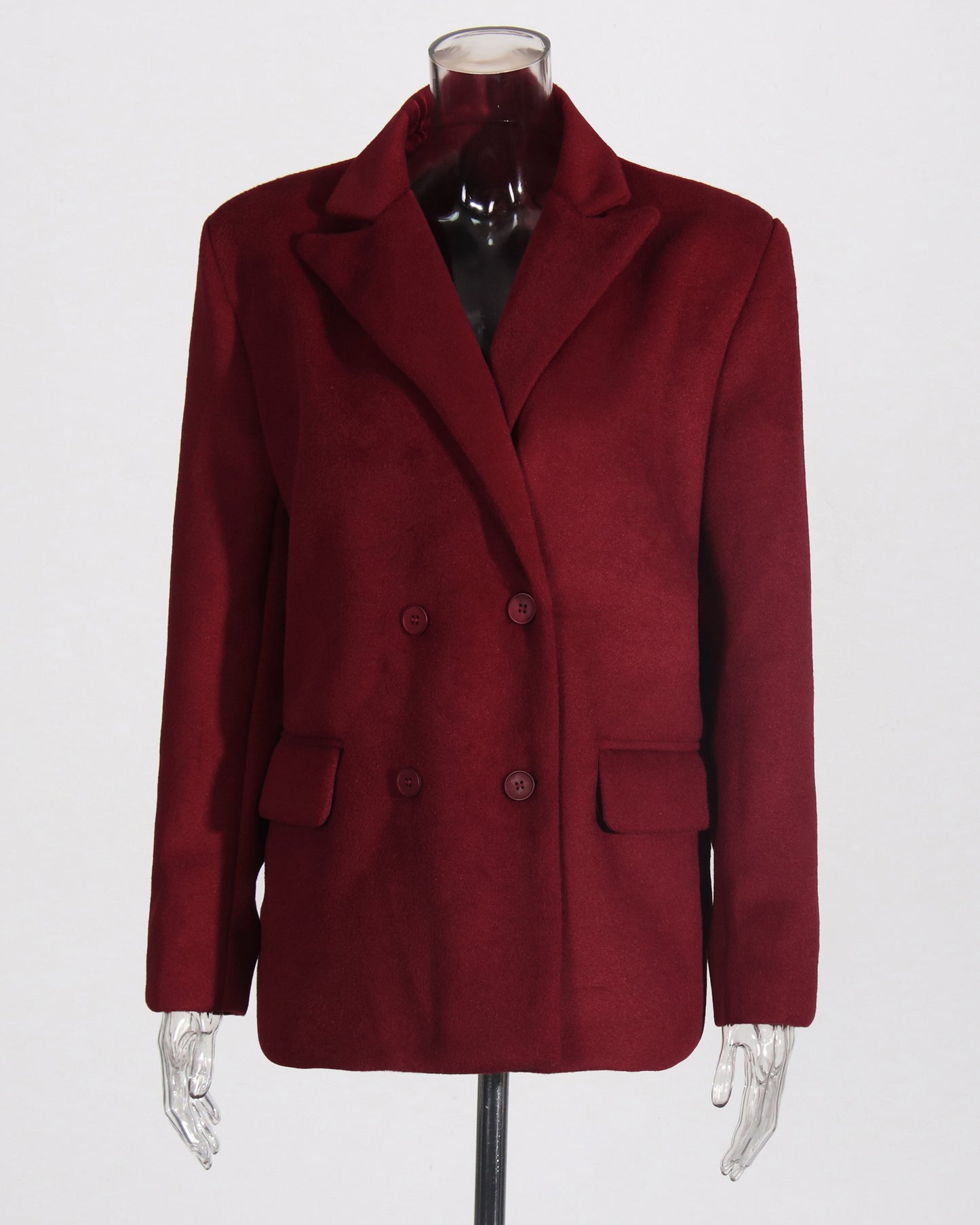 Wine Red Double-Breasted Blazer