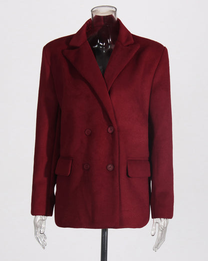 Wine Red Double-Breasted Blazer