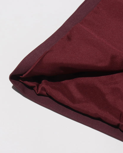 Wine Red Longline Coat with Contrast Stitching