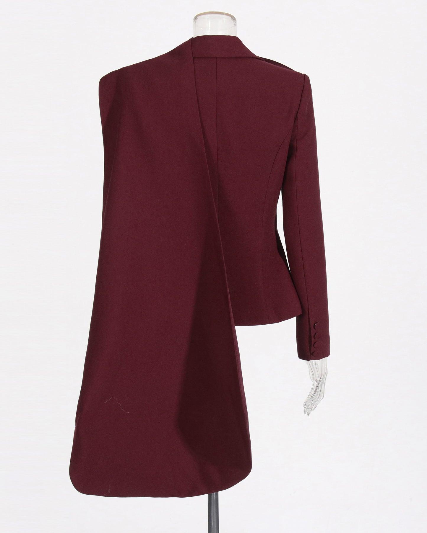 Wine Red Scarf V-neck Blazer