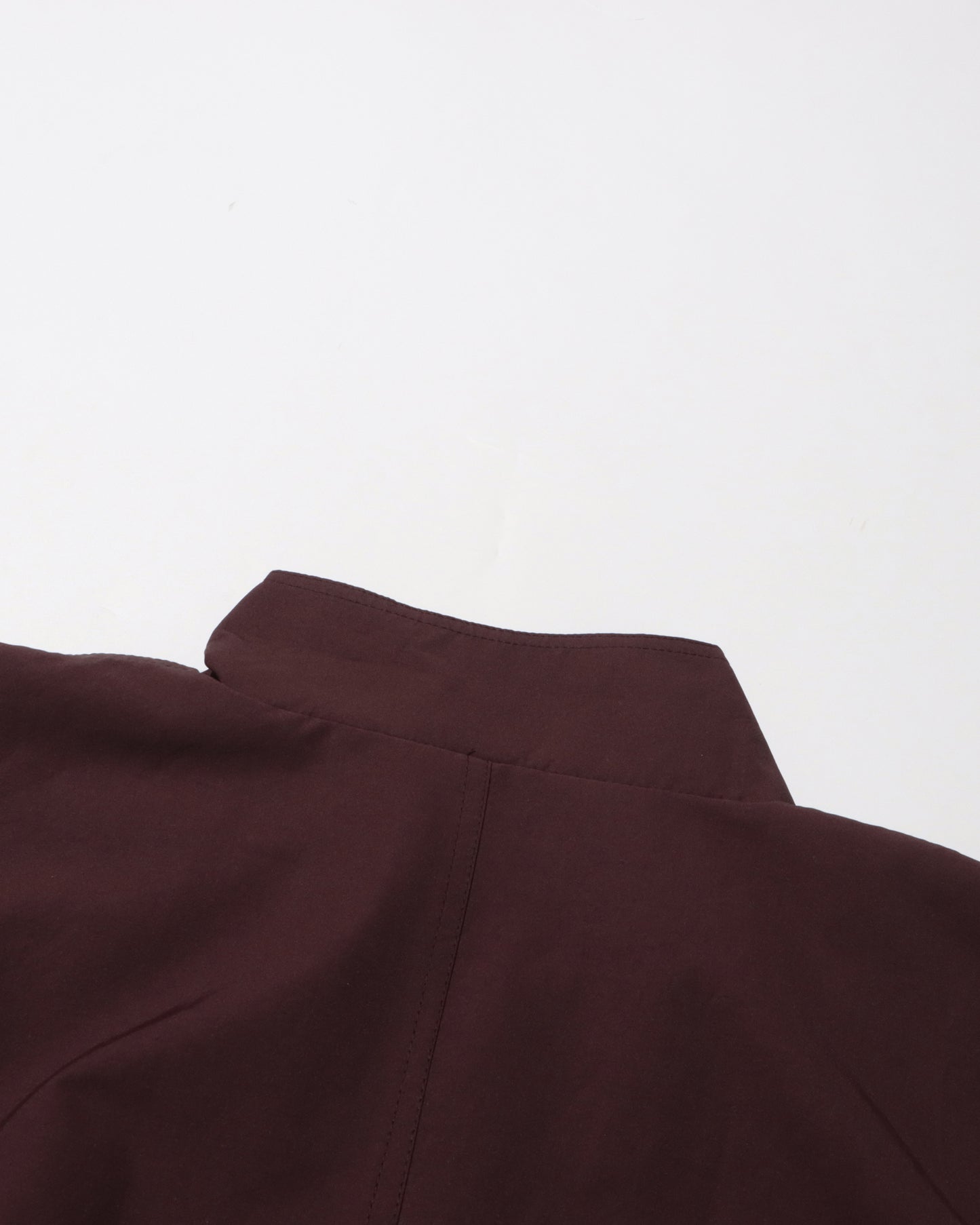 Wine Red Stand-Collar Longline Coat with Button Front