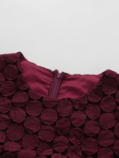Winered Tunic Long Sleeve Pleated Maxi Evening Dress