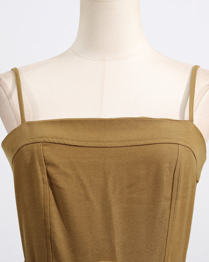 Yellow Belted Spaghetti Strap Jumpsuit