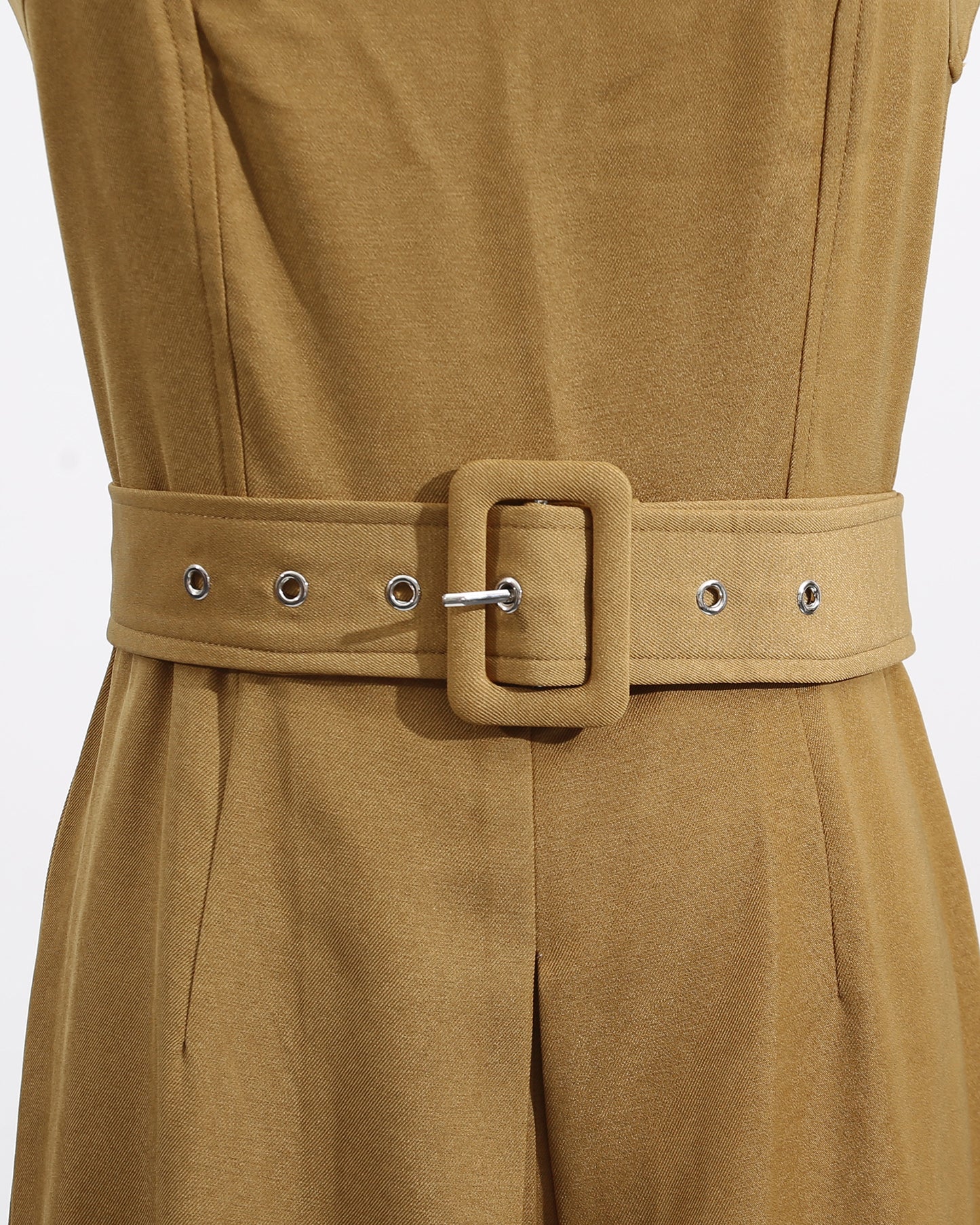 Yellow Belted Spaghetti Strap Jumpsuit