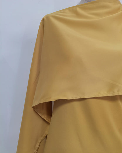 Yellow Cape Overlay Fringed Maxi Dress