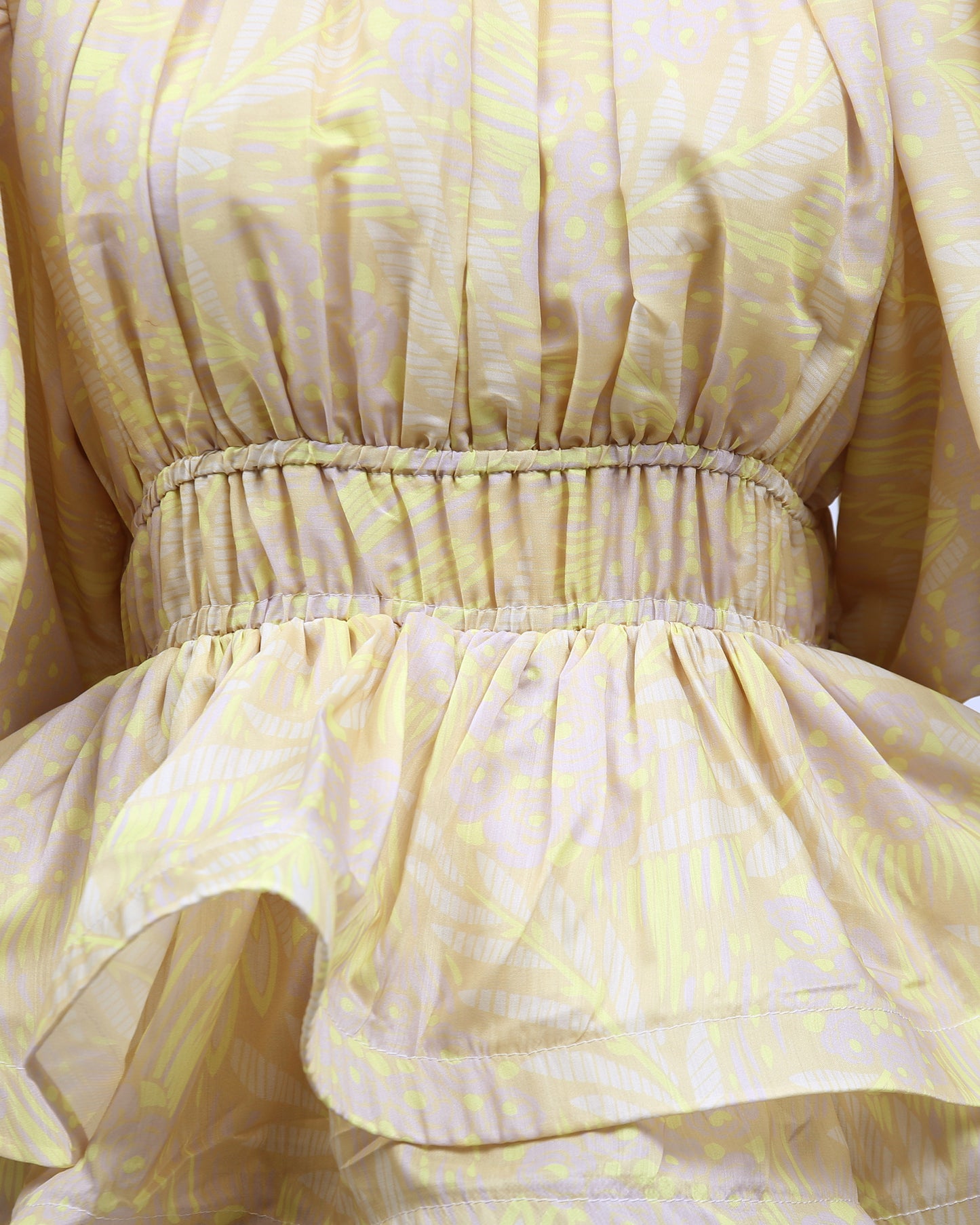 Yellow Floral Tiered Ruffle Maxi Dress