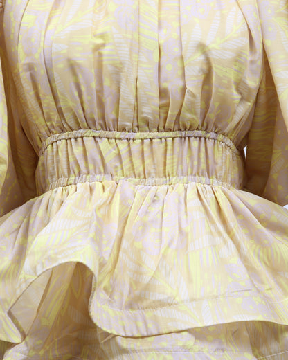 Yellow Floral Tiered Ruffle Maxi Dress