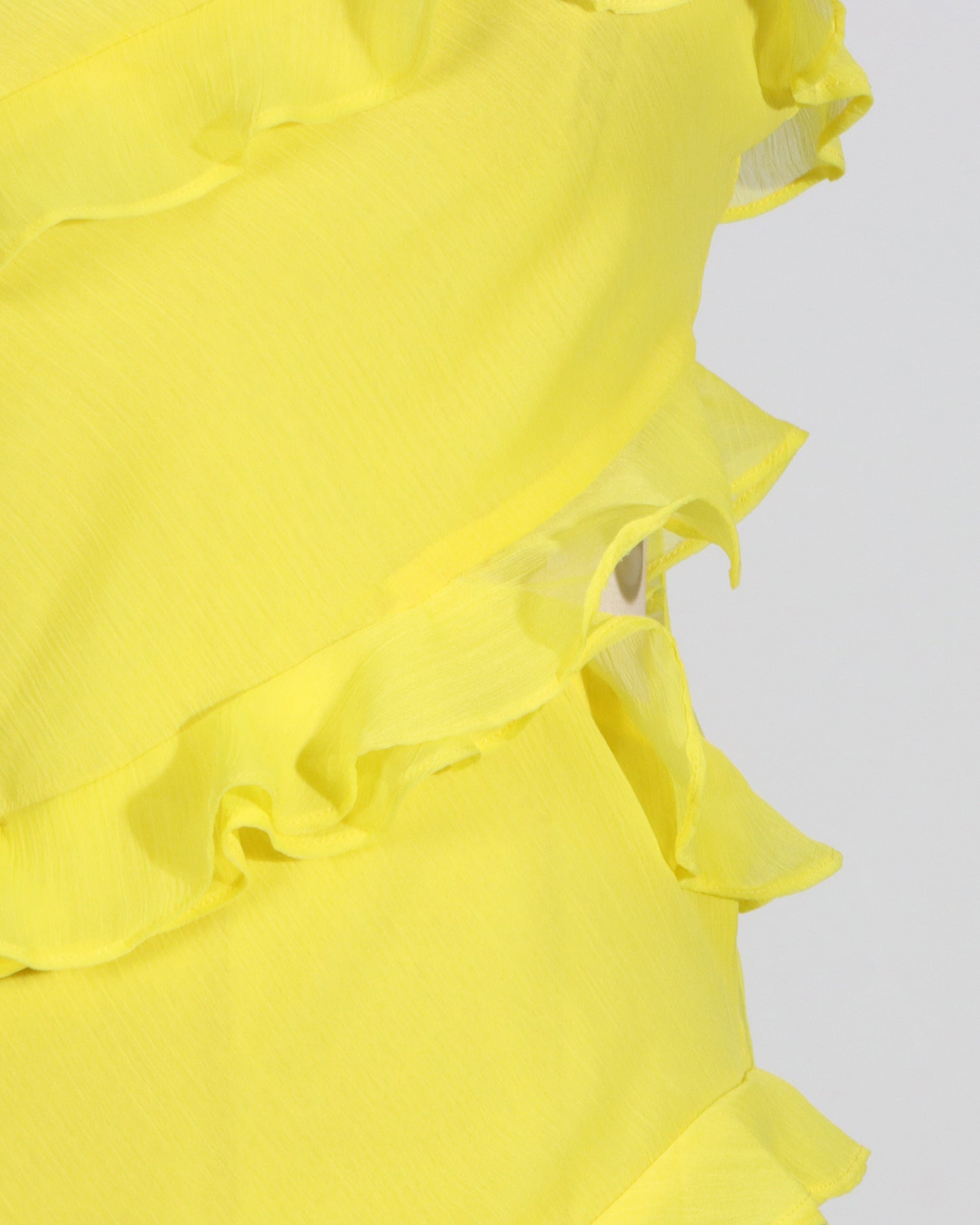 Yellow One-Shoulder Ruffle Gown